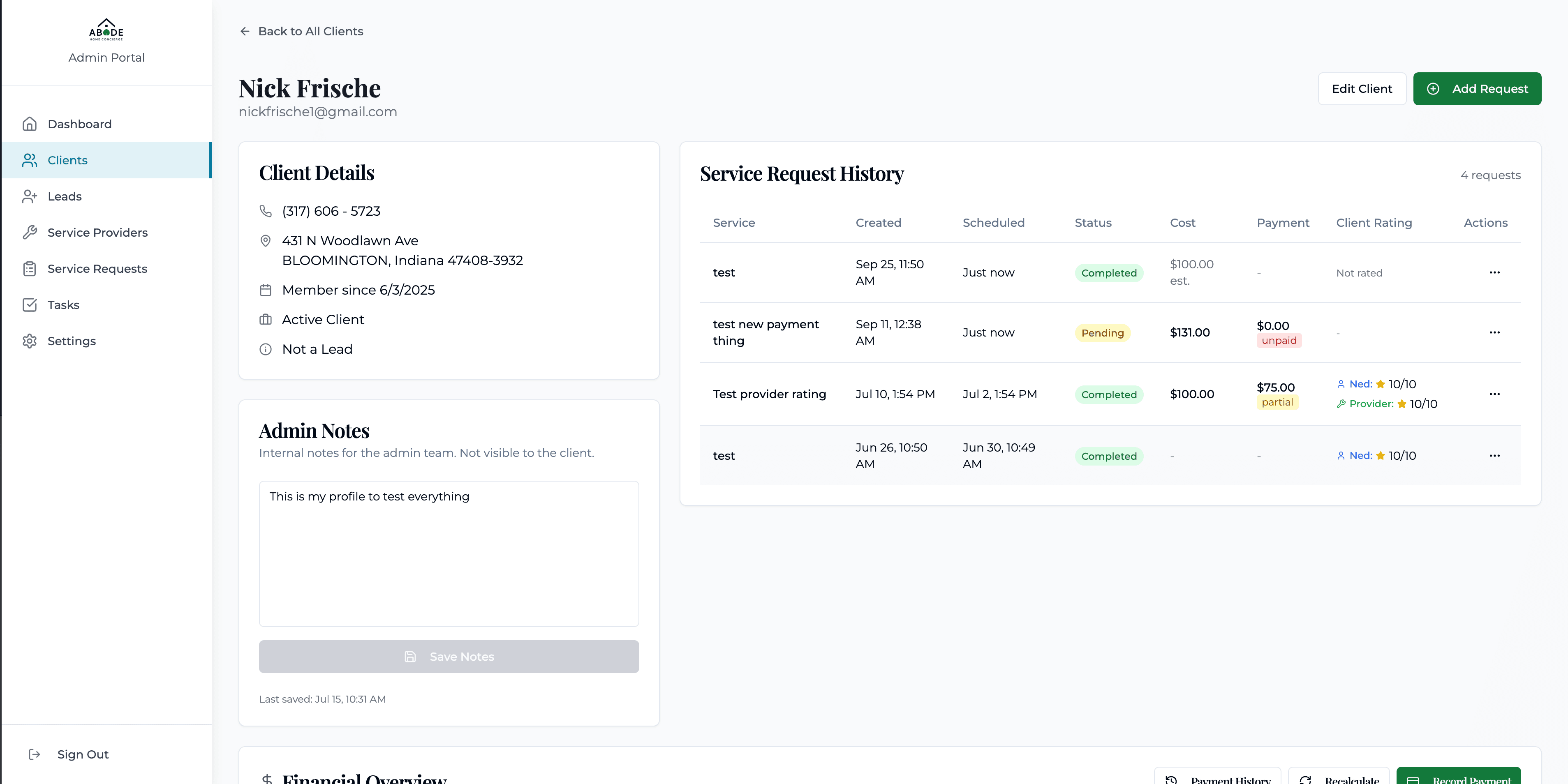 Client Nook - Personal Dashboard