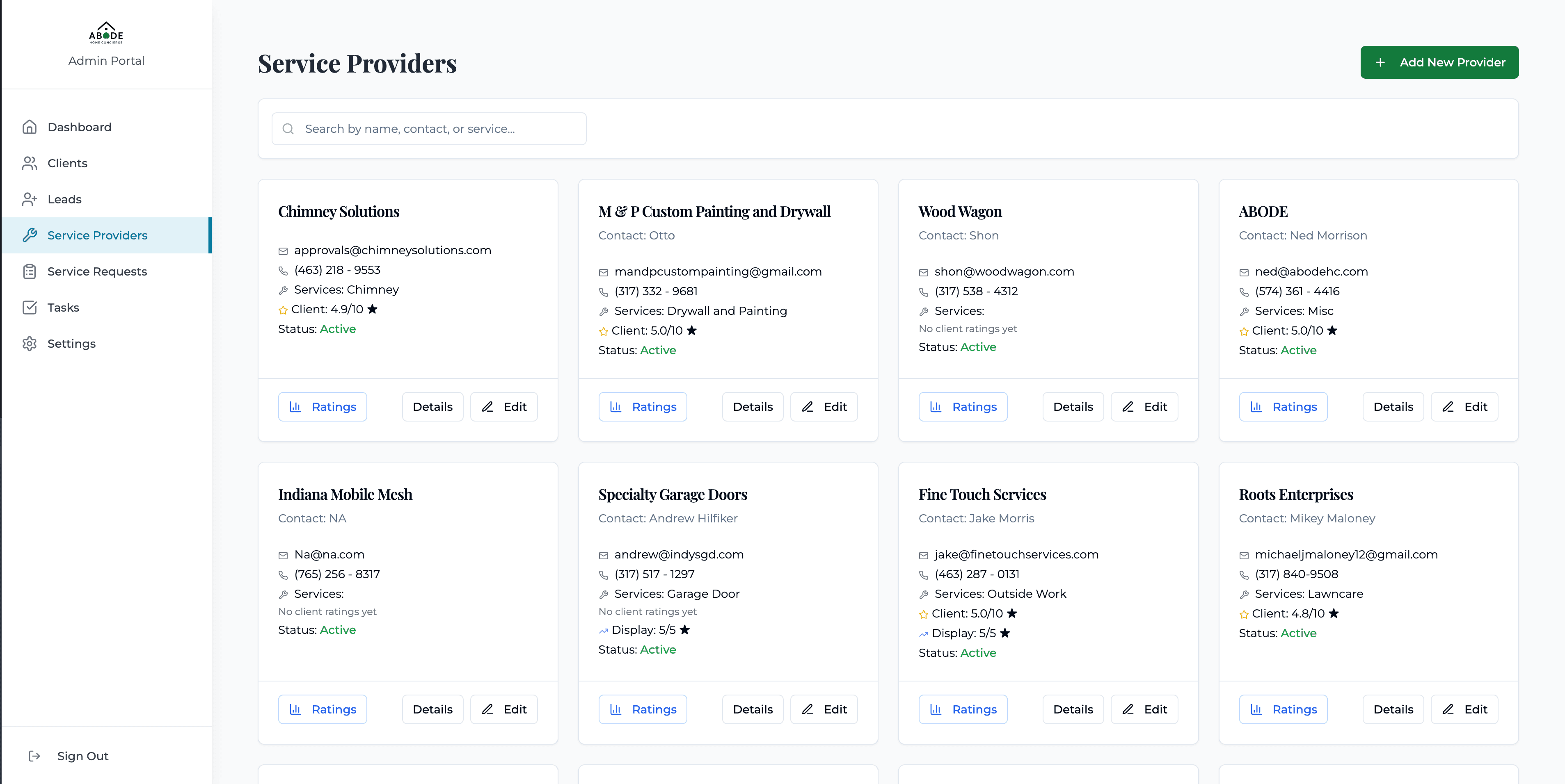 Service Provider Management