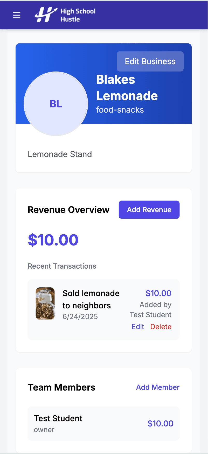 High School Hustle Mobile View